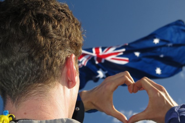 Actor Benedict Cumberbatch atop Sydney Harbour Bridge in April 2014 - Photo credit: Bridgeclimb